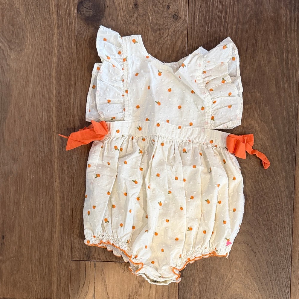 Pink Chicken White and Orange Baby Outfit